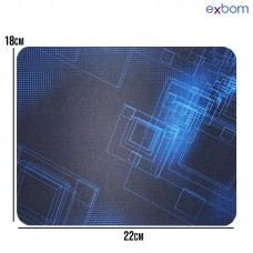 Mouse Pad Tecido Polytec Base Antiderrapante 220x180x0,2mm Exbom - Geometric Blue